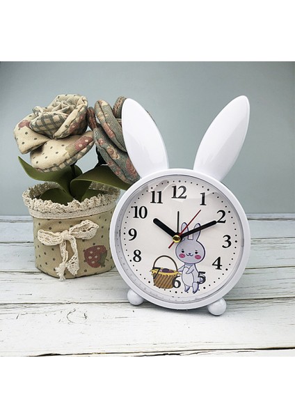 Yatak Odası Çalar Saat, Tavşan Kulakları Çalar Saat, Öğrenci Ev Dekorasyonu Masaüstü Saati (Yurt Dışından)