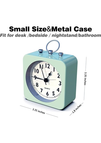 Kare Metal Kasalı Pille Çalışan Çalar Saat, Geçmeyen Analog Kuvars, Yatak Odası/seyahat/masa/çocuklar Için Basit Kullanım (Yeşil) (Yurt Dışından) fırsatları
