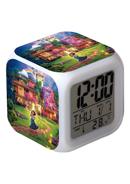 Wekity Anime Sihirli Tam Ev Çalar Saat LED Kare Saat Zaman, Sıcaklık, Alarm, Tarih ile Dijital Çalar Saat (Yurt Dışından)