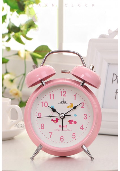 Aydınlık Öğrenci Çocuk Yetişkin Sevimli Saat Yatak Odası Başucu Küçük Çalar Saat ile 4 Inç Basit Stil Metal Çift Çan (Pembe) (Yurt Dışından) modelleri