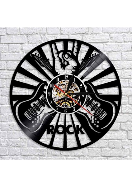 Müzik Vinil Plak Duvar Saati -Rock Gitar Vinil Duvar Saati - Vinil Saat - Oturma Odası Duvar Dekoru - Müzik Aşığı Için Eşsiz Hediyeler (Yurt Dışından)