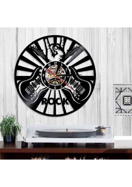 Müzik Vinil Plak Duvar Saati -Rock Gitar Vinil Duvar Saati - Vinil Saat - Oturma Odası Duvar Dekoru - Müzik Aşığı Için Eşsiz Hediyeler (Yurt Dışından)