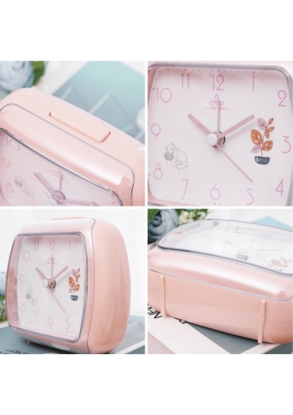 Öğrenciler, Çocuklar ve Yetişkinler Için Parlak Sevimli Saatli 4,7 Inç Basit Sessiz Başucu Çalar Saat (Kare Pembe) (Yurt Dışından) fiyatları