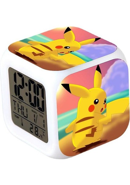 Wekity Anime Karikatür Çalar Saat Tek Parça LED Kare Saat Zaman, Sıcaklık, Alarm, Tarih ile Dijital Çalar Saat (Yurt Dışından)