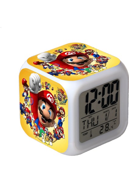 R-Timer Super Mario Bros 7 Renk Değiştirilebilir Dijital Çalar Saat, Zaman, Sıcaklık, Alarm, Tarih (Yurt Dışından)