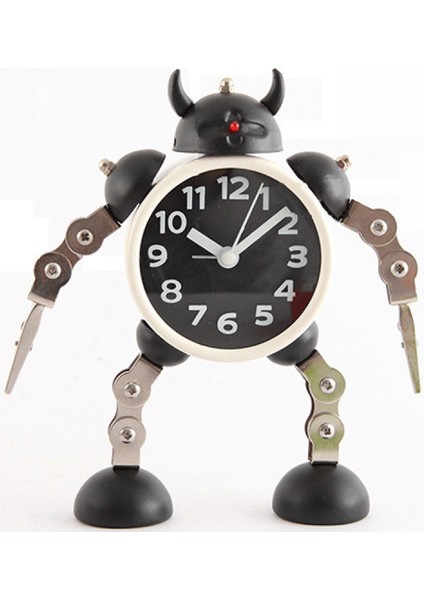 Geçmeyen Robot Çalar Saat Paslanmaz Metal, Yanıp Sönen Göz Işıkları ve El Klipsli Uyandırma Saati (Siyah) (Yurt Dışından)