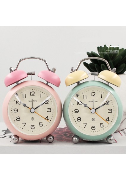 Stereoskopik Kadranlı, Arkadan Aydınlatmalı, Pille Çalışan Yüksek Sesli Alarm Saati ile 4 Inç Ikiz Zil Çalar Saat-Pembe (Yurt Dışından) fırsatları