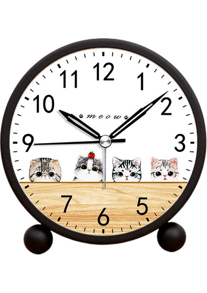 Analog Çalar Saat 4 Inç, Pille Çalışan Tiksiz Sessiz Küçük Masa Saati Gece Işığı ile Komidin Yatak Odası Için Masa Saati (Yurt Dışından)