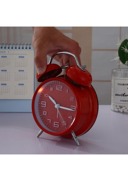 4 Inç Ikiz Zil Çalar Saat, Arkadan Aydınlatmalı, Sessiz Geçmeyen, Pille Çalışan, Yüksek Sesle Uyandırma Alarm Saati (Kırmızı) (Yurt Dışından) modelleri