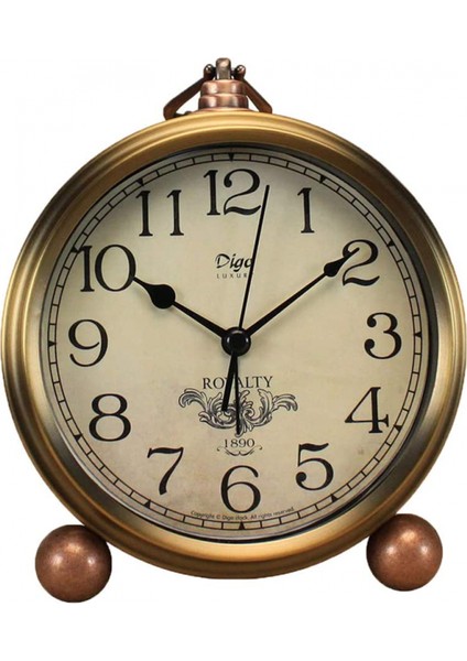 Metal Altın Masa Saati, Retro Vintage Geçmeyen Küçük Çalar Saat, Pille Çalışan Sessiz Kuvars Hareketi Hd Cam Masa Saati (Arapça)… (Yurt Dışından)