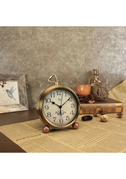 Metal Altın Masa Saati, Retro Vintage Geçmeyen Küçük Çalar Saat, Pille Çalışan Sessiz Kuvars Hareketi Hd Cam Masa Saati (Arapça)… (Yurt Dışından) modelleri