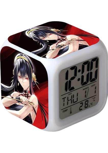 Wekity Anime Çalar Saat Tek Parça LED Kare Saat Zaman, Sıcaklık, Alarm, Tarih ile Dijital Çalar Saat (Yurt Dışından)