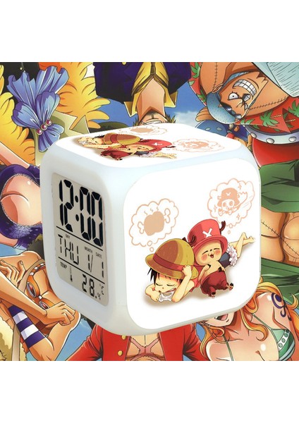 Anime Çalar Saat Tek Parça LED Kare Saat Zaman, Sıcaklık, Alarm, Tarih ile Dijital Çalar Saat (Yurt Dışından)