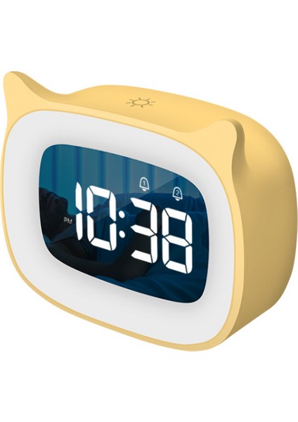 Justup Çocuklar Çalar Saat Gece Lambası ile Kademesiz Karartma Sevimli Kedi Kulak Dijital Saat Erkekler ve Kızlar Için --- Sarı (Yurt Dışından)