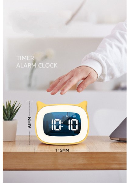 Justup Çocuklar Çalar Saat Gece Lambası ile Kademesiz Karartma Sevimli Kedi Kulak Dijital Saat Erkekler ve Kızlar Için --- Sarı (Yurt Dışından) fiyatları