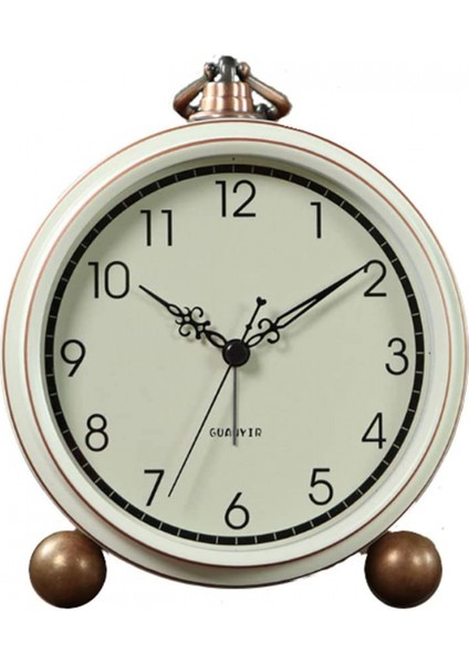 Çalar Saat, Retro Geçmeyen Masa Saati Pille Çalışan Küçük Çalar Saat, Kuvars Analoglu, Yatak Odası Oturma Odası Dekoru Için Masa Saati (Beyaz) (Yurt Dışından)