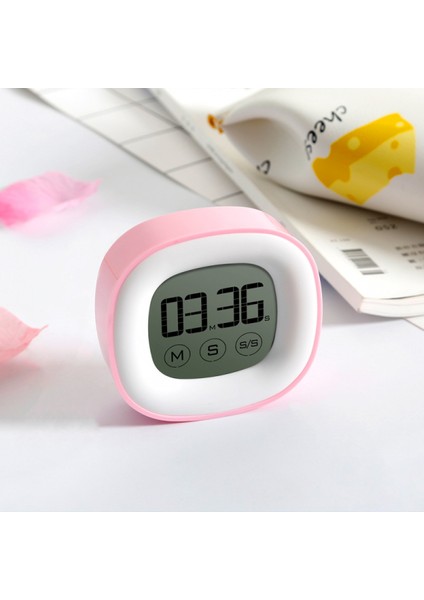 Mini Mutfak Karikatür Dokunmaya Duyarlı Geri Sayım Sayacı, Öğrenci Odasında Başucu Çalar Saat (Pembe) (Yurt Dışından)
