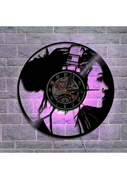 Müzik Vinil Kayıt Duvar Saati -Music Girl LED Işık Duvar Saati -Vinil Saat -Oturma Odası Duvar Dekoru - Müzik Aşığı Için Eşsiz Hediyeler (Yurt Dışından) fırsatları