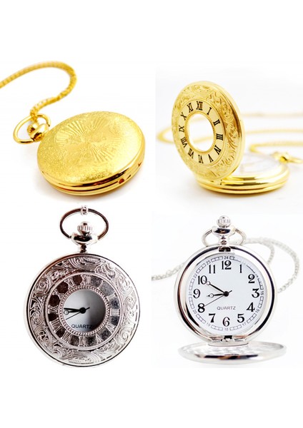 Vintage Romen Rakamları Ölçekli Kuvars Cep Saati, Zincirli, Altın (Yurt Dışından) modelleri