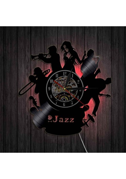 Müzik Vinil Plak Duvar Saati -Müzik Bandı Desenli LED Işık Duvar Saati -Vinil Saat -Oturma Odası Duvar Dekoru - Müzikseverler Için Eşsiz Hediyeler (Yurt Dışından)