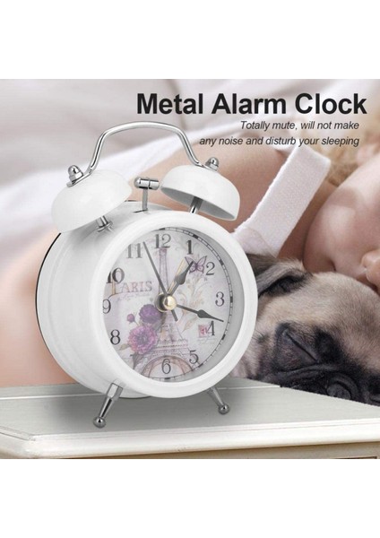 Yatak Odası Için Çalar Saat, Klasik Retro Ultra Sessiz Metal Kuvars Saat, Masa Dolap Başucu Seyahat Için Arkadan Aydınlatmalı (Beyaz) (Yurt Dışından) fiyatları