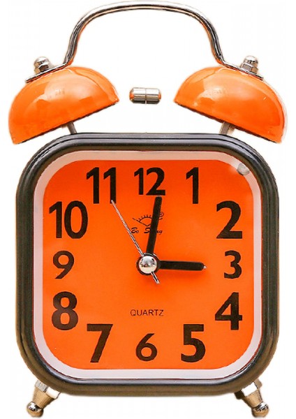 Öğrenciler, Çocuklar ve Yetişkinler Için 3,5 Inç Kare Metal Işıklı Sevimli Çalar Saat Sessiz Çalar Saat (Turuncu) (Yurt Dışından)