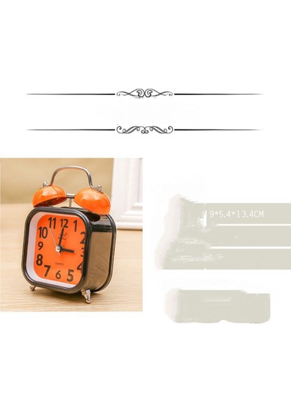Öğrenciler, Çocuklar ve Yetişkinler Için 3,5 Inç Kare Metal Işıklı Sevimli Çalar Saat Sessiz Çalar Saat (Turuncu) (Yurt Dışından) modelleri