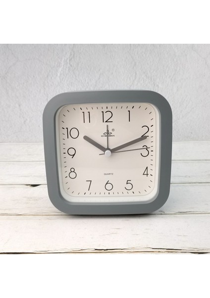 5 Inç Basit Stil Avrupa Tarzı Öğrenci Çocuk Sevimli Saat Yatak Odası Sessiz Başucu Küçük Çalar Saat (Kare Gri) (Yurt Dışından)