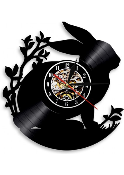 Müzik Vinil Kayıt Duvar Saati - Bunny Nostaljik Retro Duvar Saati - Vinil Saat - Oturma Odası Duvar Dekoru - Müzik Aşığı Için Eşsiz Hediyeler (Yurt Dışından)