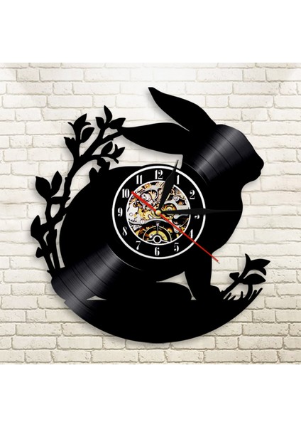 Müzik Vinil Kayıt Duvar Saati - Bunny Nostaljik Retro Duvar Saati - Vinil Saat - Oturma Odası Duvar Dekoru - Müzik Aşığı Için Eşsiz Hediyeler (Yurt Dışından)