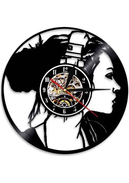 Müzik Vinil Plak Duvar Saati - Music Girl Serisi Vinyl Records Duvar Saati - Vinil Saat - Oturma Odası Duvar Dekoru - Müzik Severler Için Eşsiz Hediyeler (Yurt Dışından)