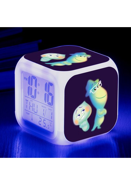 Wekity Anime Zihin Macera Renkli Çalar Saat LED Kare Saat Zaman, Sıcaklık, Alarm, Tarih ile Dijital Çalar Saat (Yurt Dışından)