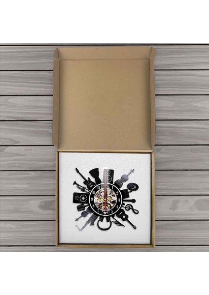Müzik Vinil Plak Duvar Saati - Enstrüman Kombinasyonu LED Işık Duvar Saati - Vinil Saat - Oturma Odası Duvar Dekoru - Müzik Severler Için Eşsiz Hediyeler (Yurt Dışından)