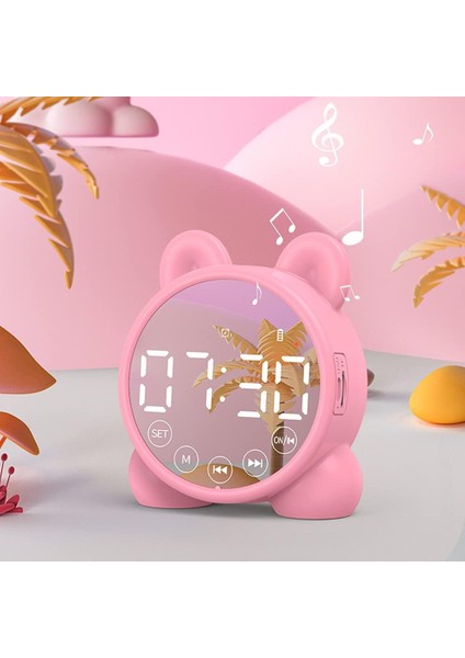 Kablosuz Şarjlı Dijital Çalar Saat, Ayna LED Ekran Bluetooth Hoparlör Fm Saatli Radyo, USB Bağlantı Noktalı, Ev Ofis Yatak Odası Için Taşınabilir Çift Alarm (Pembe) (Yurt Dışından) modelleri