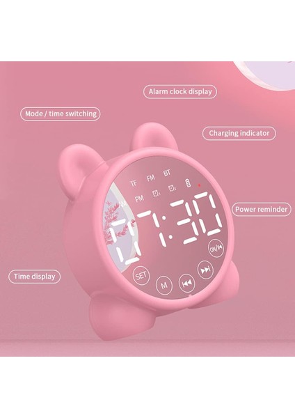 Kablosuz Şarjlı Dijital Çalar Saat, Ayna LED Ekran Bluetooth Hoparlör Fm Saatli Radyo, USB Bağlantı Noktalı, Ev Ofis Yatak Odası Için Taşınabilir Çift Alarm (Pembe) (Yurt Dışından) fırsatları