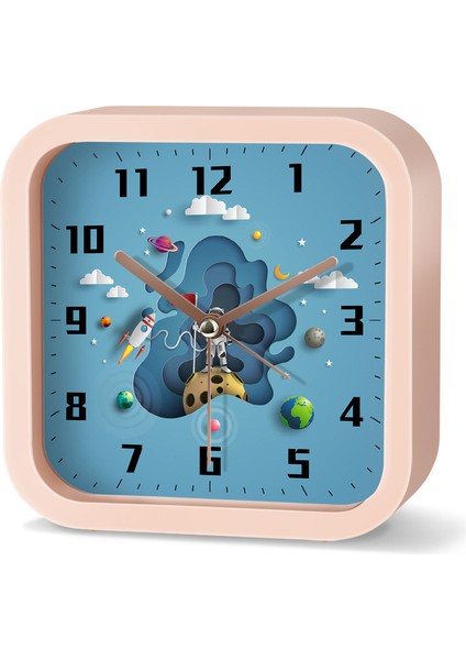 Sevimli Astronot Çalar Saat/13 cm Çocuk Çalar Saat/pil ile Çalışan/sessiz Hiçbir Kene/erkek ve Kız Odası Için Yuvarlak Dekorasyon (Yurt Dışından)