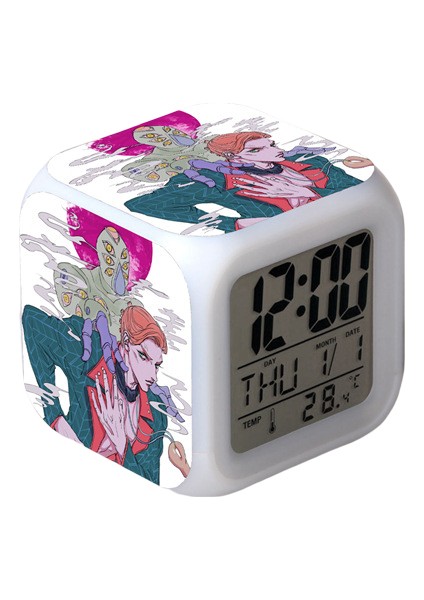 Wekity Anime Çalar Saat Tek Parça LED Kare Saat Zaman, Sıcaklık, Alarm, Tarih ile Dijital Çalar Saat (Yurt Dışından)