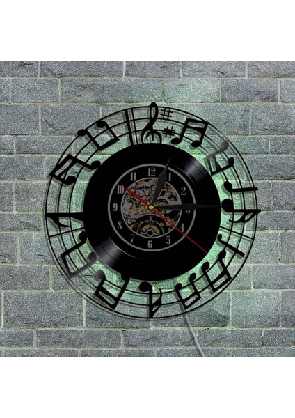 Müzik Vinil Kayıt Duvar Saati -Nota Diski CD LED Işık Duvar Saati - Vinil Saat - Oturma Odası Duvar Dekoru - Müzikseverler Için Eşsiz Hediyeler (Yurt Dışından)