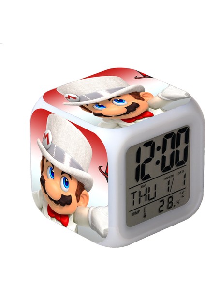 R-Timer Super Mario Bros 7 Renk Değiştirilebilir Dijital Çalar Saat, Zaman, Sıcaklık, Alarm, Tarih (Yurt Dışından)