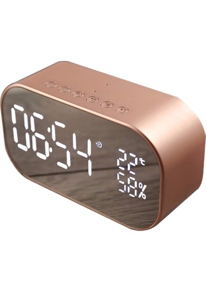 Dijital Radyo Çalar Saat, Kablosuz Bluetooth Hoparlör Saat USB Şarj Kartı Masaüstü Için Oynat (Gül Altın) (Yurt Dışından) fiyatları