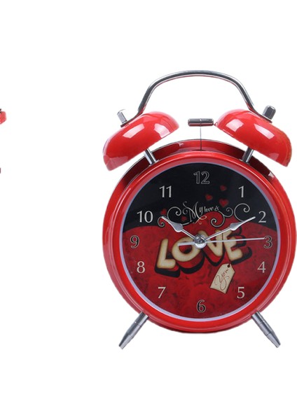 4 Inç Metal Çalar Saat Kırmızı Aşk Çocuklar, Öğrenciler ve Yetişkinler Için Aydınlık Dilsiz Basit Küçük Alarm Saati ile Ev Ofis Saati (Yurt Dışından)