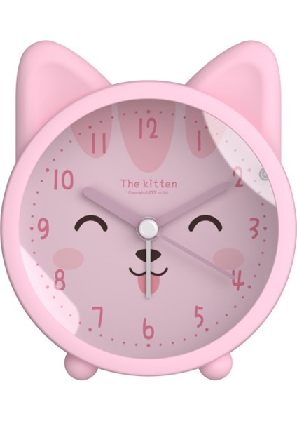 Justup Çocuk Sevimli Hayvan Köpek/kedi Çalar Saat Sessiz Sigara Geçiyor Silikon Saat Gece Lambası Seyahat Saati --- Pembe Kedi (Yurt Dışından)