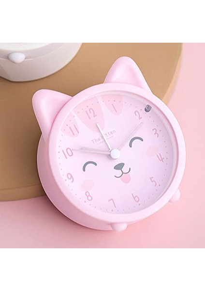 Justup Çocuk Sevimli Hayvan Köpek/kedi Çalar Saat Sessiz Sigara Geçiyor Silikon Saat Gece Lambası Seyahat Saati --- Pembe Kedi (Yurt Dışından) modelleri