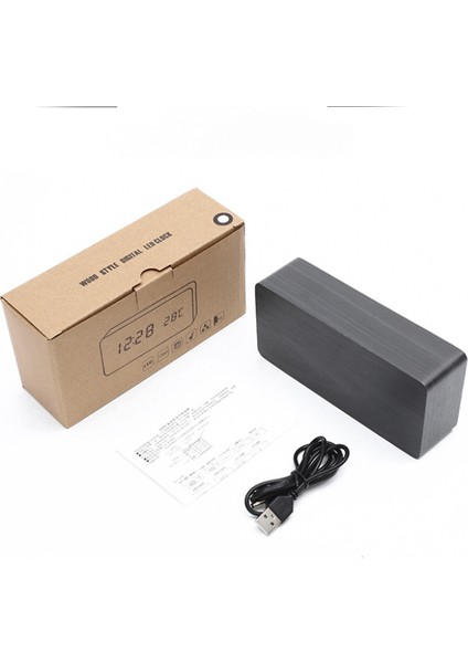 Retro Ahşap Çalar Saat Yaratıcı Dilsiz Öğrenci LED Işıklı Elektronik Saat Moda Ahşap Saat Oturma Odası Başucu Masa Saati (Siyah Ahşap Beyaz Lamba) (Yurt Dışından) fırsatları