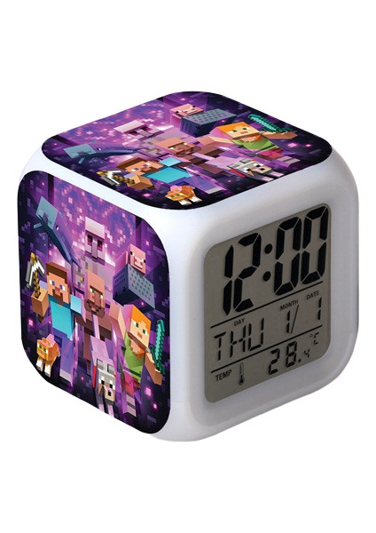 Wekity Anime Çalar Saat Tek Parça LED Kare Saat Zaman, Sıcaklık, Alarm, Tarih ile Dijital Çalar Saat (Yurt Dışından)