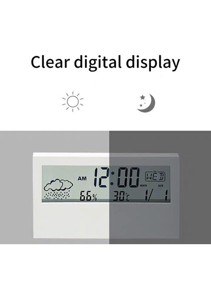 Iç Mekan Dijital Saat Termometre Çalar Saat LCD Haftanın Günü Okunması Kolay Takvim Hatırlatmalar Ev Için Hava Durumu Izleme (Yurt Dışından) modelleri