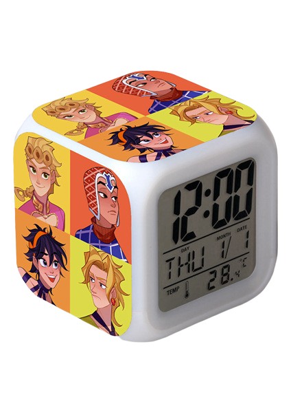 Wekity Anime Çalar Saat Tek Parça LED Kare Saat Zaman, Sıcaklık, Alarm, Tarih ile Dijital Çalar Saat (Yurt Dışından)