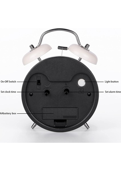 Stereoskopik Kadranlı, Arkadan Aydınlatmalı, Pille Çalışan Yüksek Alarmlı Saat-Beyaz Yeşil ile 4 Inç Ikiz Zil Çalar Saat (Yurt Dışından) modelleri