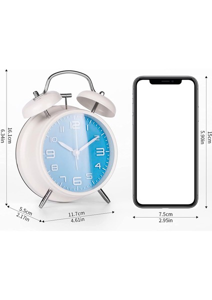 Stereoskopik Kadranlı, Arkadan Aydınlatmalı, Pille Çalışan Yüksek Alarmlı Saat-Beyaz Yeşil ile 4 Inç Ikiz Zil Çalar Saat (Yurt Dışından) fırsatları