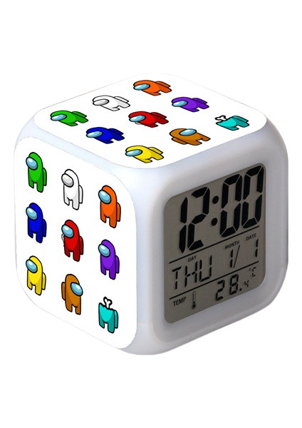 Space Werewolf Kill 7 Renk Değişkenli Dijital Çalar Saat, Zaman, Sıcaklık, Alarm, Tarih (Yurt Dışından)